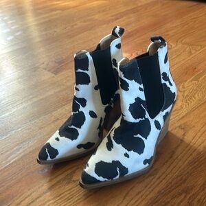 Cow Print Ankle Boots